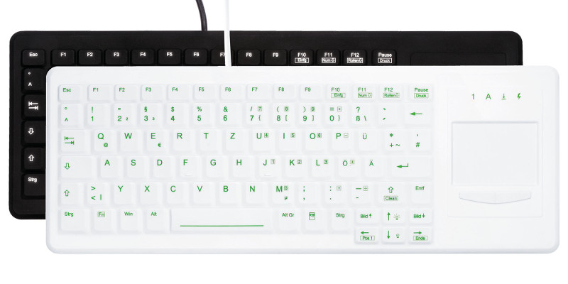 Compact medisch toetsenbord met touchpad, wit
